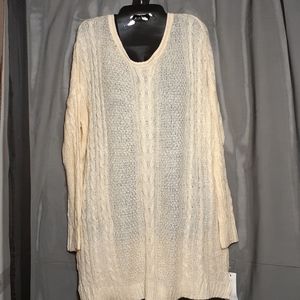 Miracle Beige Knitted Cotton Blend long Sleeve Sweater.  M/L
